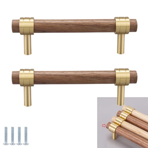 PIYYQNY Möbelgriffe Vintage 2 Stück Küchenschrankgriffe Aus Naturholz Vintage-Garderobengriffe Messingsockel Mit Schrauben Geeignet Für Schranktüren Kommodenschubladen Küche(Walnuss Lochmitte 160mm) PIYYQNY Möbelgriffe Vintage 2 Stück Küchenschrankgriffe Aus Naturholz Vintage-Garderobengriffe Messingsockel Mit Schrauben Geeignet Für Schranktüren Kommodenschubladen Küche(Walnuss Lochmitte 160mm) von PIYYQNY