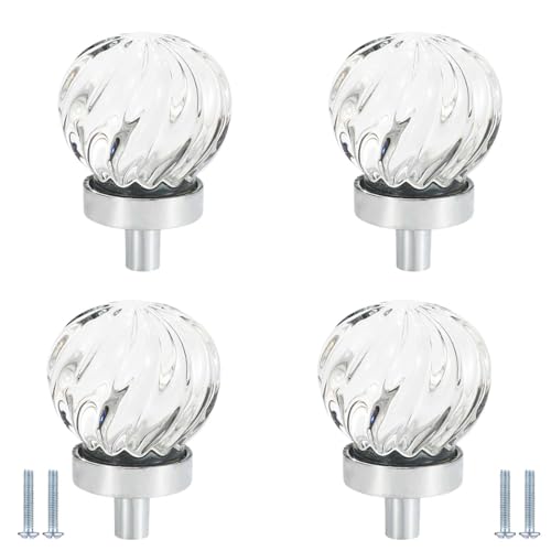 PIYYQNY Möbelgriffe Vintage 4 Stück Klare Kristallgriffe Kleiderschrankknöpfe In Heißluftballonform Geeignet Für Kommodenschubladen Badezimmerschränke Küchen Büros(Transparent 29mm) von PIYYQNY