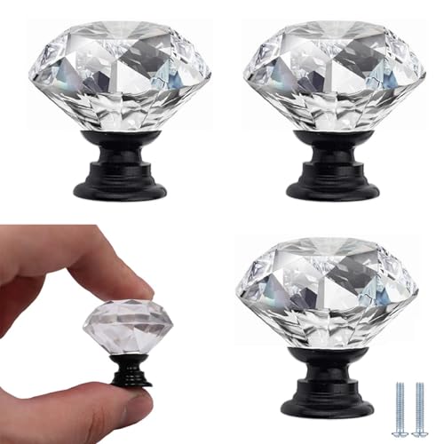 PIYYQNY Möbelgriffe Vintage 4 Stück Schubladenknopf Aus Kristallglas Kleiner Griff Für Schranktüren Transparenter Kristallglasknopf Geeignet Für Frisiertisch Kleiderschrank Bücherregal(Schwarz 30mm) PIYYQNY Möbelgriffe Vintage 4 Stück Schubladenknopf Aus Kristallglas Kleiner Griff Für Schranktüren Transparenter Kristallglasknopf Geeignet Für Frisiertisch Kleiderschrank Bücherregal(Schwarz 30mm) von PIYYQNY