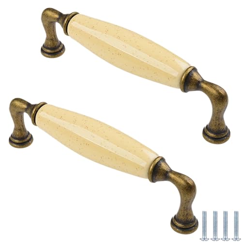 PIYYQNY Möbelknöpfe Vintage 2 Stück Vintage-Schrankgriffe Antike Keramik-Schubladenknöpfe Kleiderschrank-Türknöpfe Geeignet Für Küche Möbelbeschläge Schminktisch-Dekoration(Vintage-Messing 128mm) PIYYQNY Möbelknöpfe Vintage 2 Stück Vintage-Schrankgriffe Antike Keramik-Schubladenknöpfe Kleiderschrank-Türknöpfe Geeignet Für Küche Möbelbeschläge Schminktisch-Dekoration(Vintage-Messing 128mm) von PIYYQNY