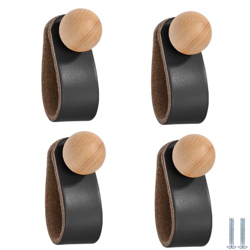 PIYYQNY Möbelknöpfe Vintage 4 Stück Handgefertigte Schranktürgriffe Aus Leder Schubladengriffe Aus Holz Schrankknöpfe Aus Leder Geeignet Für Kleiderschränke Kinderzimmer Heimdekoration(65mm Schwarz) PIYYQNY Möbelknöpfe Vintage 4 Stück Handgefertigte Schranktürgriffe Aus Leder Schubladengriffe Aus Holz Schrankknöpfe Aus Leder Geeignet Für Kleiderschränke Kinderzimmer Heimdekoration(65mm Schwarz) von PIYYQNY