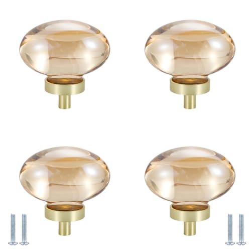 PIYYQNY Möbelknöpfe Vintage 4 Stück Klare Kristallgriffe Taubenförmige Kleiderschrankknöpfe Geeignet Für Frisiertischschubladen Badezimmerschränke Küchen Büros(Champagner 45mm) von PIYYQNY