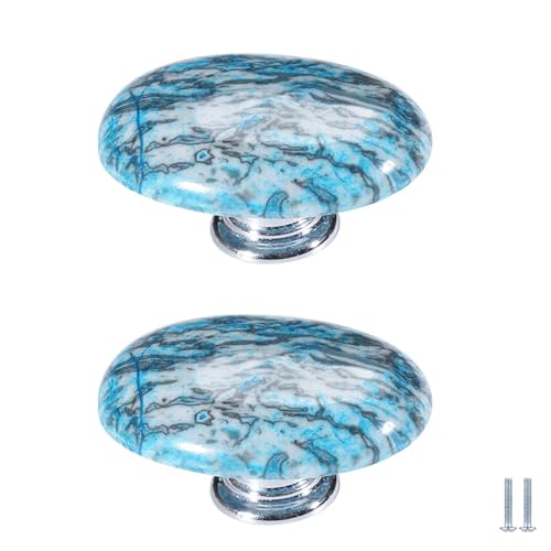 PIYYQNY Schrank-Griffe 2 Stück 40mm Schubladenknopf Aus Forget Stone Ovaler Natürlicher Dekompressionssteingriff Geeignet Für Küchenbeschläge Schränke Frisiertische Und Kleiderschränke(Blau) von PIYYQNY