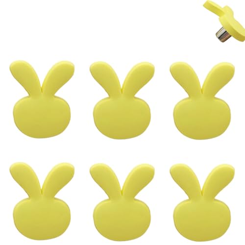 PIYYQNY Schrank-Griffe 6 Stück Hasengriffe Für Kinderzimmer Weiche Cartoon-Gummiknöpfe Antikollisions-Schubladengriffe Geeignet Für Badezimmerschränke Küchen Schranktüren(Zitronengelb 50mm) von PIYYQNY