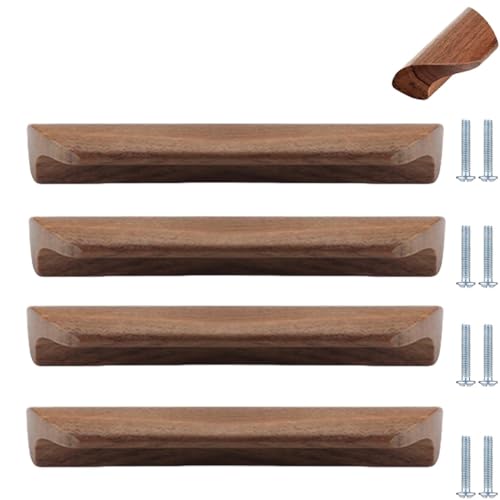 PIYYQNY Schrankgriffe 4 Stück Hochwertige Schrankgriffe Aus Holz Schubladengriffe Aus Holz Geeignet Für Möbelschubladenschränke Schlafzimmerkommoden Kleiderschränke(Walnuss 192mm) von PIYYQNY