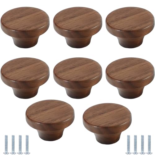 PIYYQNY Schrankgriffe 8 Stück Schrankgriffe Aus Massivholz Möbelgriffe Aus Holz Kleiderschrank Schubladengriffe Geeignet Für Frisiertische Heimdekoration(Walnuss 40mm) von PIYYQNY