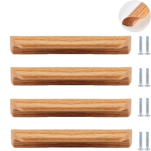 PIYYQNY Schrankknöpfe 4 Stück Hochwertige Schrankgriffe Aus Holz Schubladengriffe Aus Holz Geeignet Für Möbelschubladenschränke Schlafzimmerkommoden Kleiderschränke(Eiche 320mm) von PIYYQNY