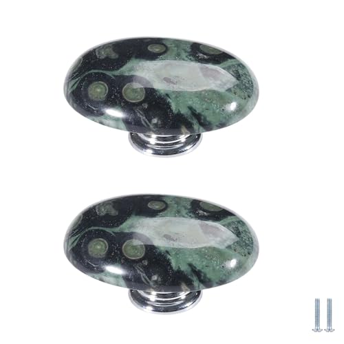 PIYYQNY Schubladen-Griffe 2 Stück 40mm Schubladenknopf Aus Forget Stone Ovaler Natürlicher Dekompressionssteingriff Geeignet Für Küchengeräte Schränke Frisiertische Und Kleiderschränke(Grün) von PIYYQNY