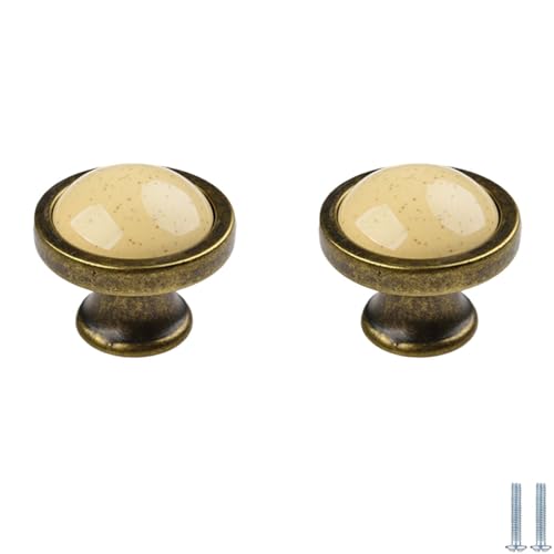 PIYYQNY Schubladen-Griffe 2 Stück Vintage-Schrankgriffe Antike Keramik-Schubladengriffe Kleiderschranktürknöpfe Geeignet Für Küche Möbelbeschläge Schminktischdekoration(Vintage-Messing 38mm) von PIYYQNY