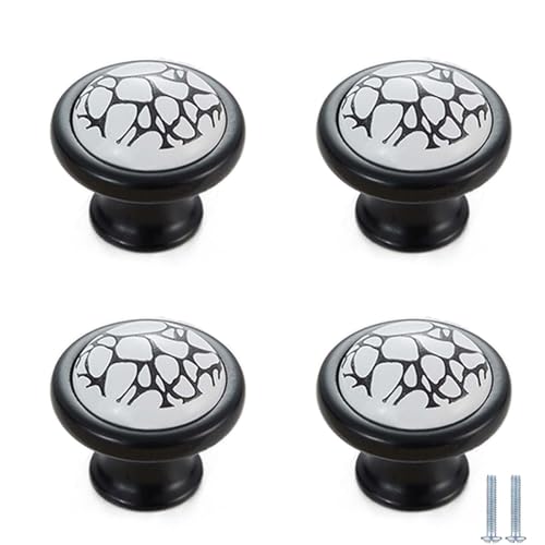 PIYYQNY Schubladen-Griffe 4 Stück Schwarze Keramikgriffe Keramikgriffe Mit Rissiger Oberfläche Geeignet Für Küchen- Badezimmerschränke Heimdekor-Griffe(Schwarz 36mm) von PIYYQNY