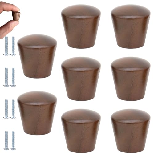 PIYYQNY Schubladen-Griffe 8 Stück Schrank-Holzgriffe Konische Schubladenknöpfe Aus Holz Mit Schrauben Geeignet Für Schränke Kleiderschränke Und Kommodenschubladen(Walnuss 22 X 22mm) von PIYYQNY