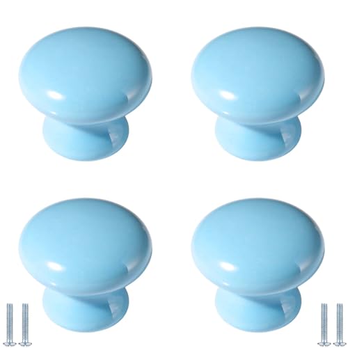 PIYYQNY Schubladengriff 4 Stück Keramikknopf Für Kinderzimmer Kleiner Cartoon-Griff Für Küchenschubladen Geeignet Für Badezimmerschränke Runder Schrankgriff(Blau 35mm) von PIYYQNY