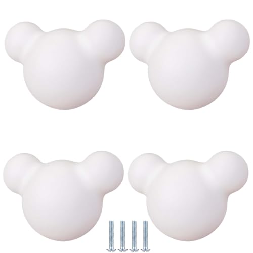 PIYYQNY Schubladengriffe 4 Stück Keramikknöpfe Im Cartoon-Stil Niedliche Schubladengriffe Für Kinderzimmer Kleiderschranktürgriffe Geeignet Für Schränke Frisiertische Küchen Büros(Weiß 52mm) von PIYYQNY