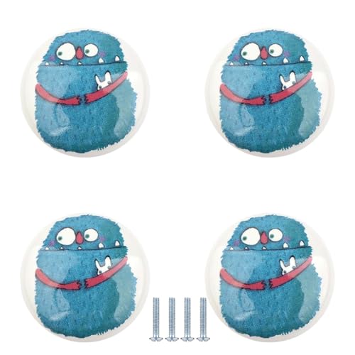 PIYYQNY Schubladengriffe 4 Stück Runde Schubladenknöpfe Aus Keramik Niedliche Kommodenknöpfe Mit Cartoon-Motiv Geeignet Für Schränke Kleiderschränke Küchenmöbelgriffe(Blaues Monster Einzelloch 38mm) PIYYQNY Schubladengriffe 4 Stück Runde Schubladenknöpfe Aus Keramik Niedliche Kommodenknöpfe Mit Cartoon-Motiv Geeignet Für Schränke Kleiderschränke Küchenmöbelgriffe(Blaues Monster Einzelloch 38mm) von PIYYQNY