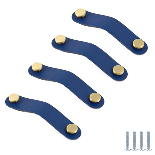 PIYYQNY Schubladengriffe 4 Stück Schubladengriffe Aus Leder Kleiderschranktürgriff Aus Leder Geeignet Für Kinderzimmer Badezimmer Küchenschränke Und Kommoden(Blau 160mm) von PIYYQNY