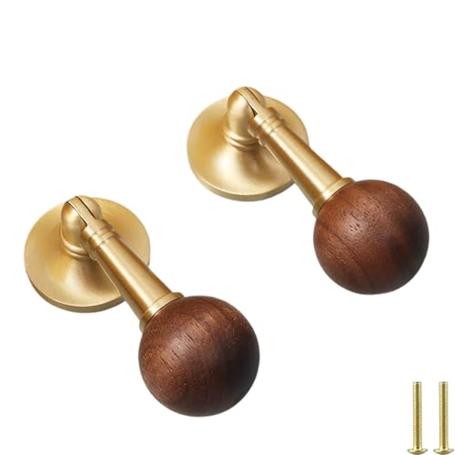 PIYYQNY 2 Stück, Schubladenknopf, Küchenschrankgriff aus Holz, Vintage-Möbelgriff, geeignet für Küche, Schlafzimmer, Kleiderschrank, Heimdekoration (Gold, 70 mm) von PIYYQNY