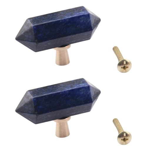 PIYYQNY Schubladenknöpfe 2 Stück Natürlicher Mineralgriff Schrankgriff Aus Messing Geeignet Für Kommodenschubladen Küchenschränke Kleiderschränke Heimdekoration(Blau Einzelloch 50mm) von PIYYQNY