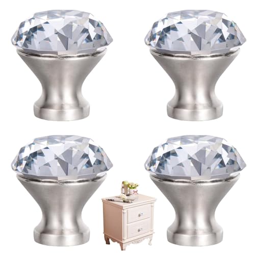 PIYYQNY Türgriffe Küche 4 Stück 30mm Schubladenknopf Aus Klarem Kristall Schrankgriff Aus Glas Schranktürgriff Frisiertischknopf Aus Glas(Transparent) von PIYYQNY