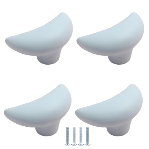 PIYYQNY Türgriffe Küche 4 Stück Keramikknopf Für Kinderzimmer Süßer Cartoon-Schubladengriff Geeignet Für Küche Badezimmer Kleiderschrank Schrank(Blau Mond 60mm) von PIYYQNY