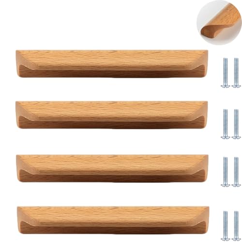 PIYYQNY Türgriffe Schrank 4 Stück Hochwertige Schrankgriffe Aus Holz Schubladengriffe Aus Holz Geeignet Für Möbelschubladenschränke Frisiertische Im Schlafzimmer Kleiderschränke(Buche 128mm) von PIYYQNY