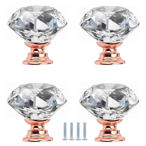 PIYYQNY Türgriffe Schrank 4 Stück Schubladenknopf Aus Kristallglas Kleiner Griff Für Schranktüren Transparenter Kristallglasknopf Geeignet Für Frisiertisch Kleiderschrank Bücherregal(Roségold 30mm) PIYYQNY Türgriffe Schrank 4 Stück Schubladenknopf Aus Kristallglas Kleiner Griff Für Schranktüren Transparenter Kristallglasknopf Geeignet Für Frisiertisch Kleiderschrank Bücherregal(Roségold 30mm) von PIYYQNY