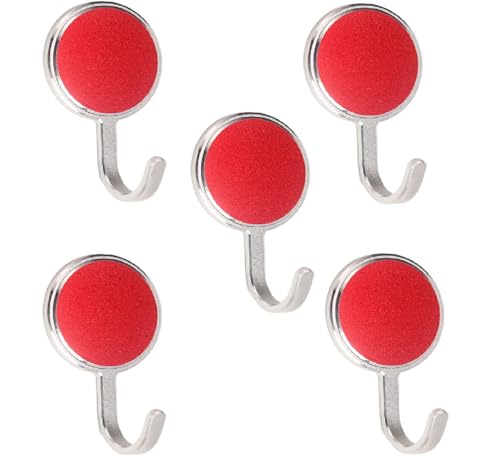 PIYYQNY Wandhaken 5 Stück Metallhaken Mehrfarbiger Selbstklebender Wanddekorhaken Aus Aluminiumlegierung Rostfreier Selbstklebender Haken Hinter Der Tür In Der Dusche In Der Küche Kleiderschrank(Rot) von PIYYQNY