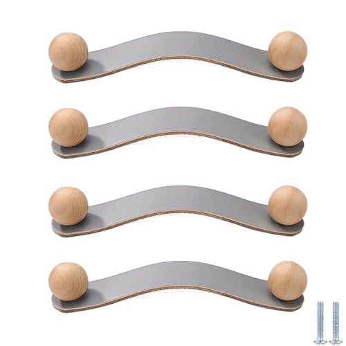 Schubladengriffe 4 Stück Handgefertigte Schranktürgriffe Aus Leder Schubladengriffe Aus Holz Für Kinderzimmer Schrankknöpfe Aus Leder Geeignet Für Kleiderschränke Heimdekoration(160mm Hellgrau) von PIYYQNY