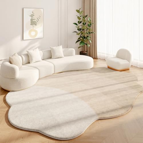 PIZZZENO Cremefarbene Teppiche für Schlafzimmer, flauschig, weich, fürs Arbeitszimmer, Bodenmatte, unregelmäßige Formen, Wohnzimmer-Dekoration, Teppich, Dicker Plüsch, Lounge (80 x 120 cm/C) von PIZZZENO