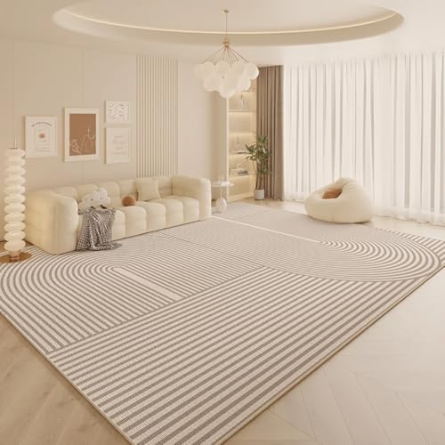 PIZZZENO Cremefarbener Wohnzimmer-Dekorationsteppich, große Teppiche für Schlafzimmer, weiche Garderobe, waschbare Lounge-Bodenmatte (120 x 160 cm/A) von PIZZZENO