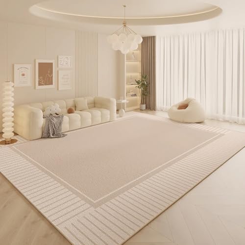 PIZZZENO Cremefarbener Wohnzimmer-Dekorationsteppich, große Teppiche für Schlafzimmer, weiche Garderobe, waschbare Lounge-Bodenmatte (120 x 160 cm/K) von PIZZZENO