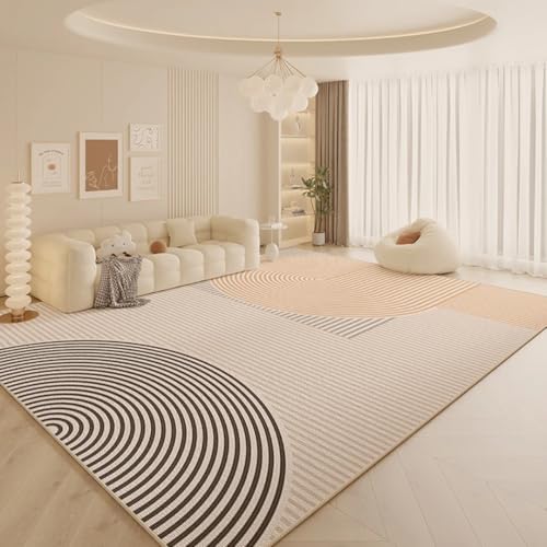 PIZZZENO Cremefarbener Wohnzimmer-Dekorationsteppich, große Teppiche für Schlafzimmer, weiche Garderobe, waschbare Lounge-Bodenmatte (140 x 200 cm/M) von PIZZZENO