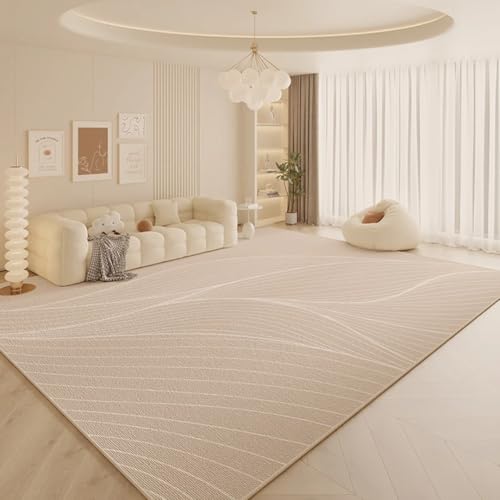 PIZZZENO Cremefarbener Wohnzimmer-Dekorationsteppich, große Teppiche für Schlafzimmer, weiche Garderobe, waschbare Lounge-Bodenmatte (160 x 230 cm/O) von PIZZZENO