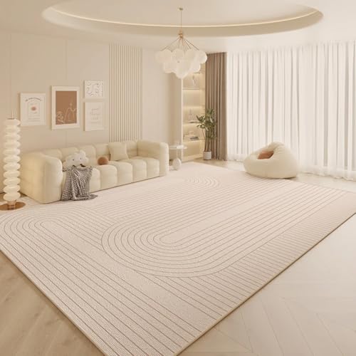 PIZZZENO Cremefarbener Wohnzimmer-Dekorationsteppich, große Teppiche für Schlafzimmer, weiche Garderobe, waschbare Lounge-Bodenmatte (180 x 280 cm/B) von PIZZZENO