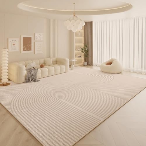 PIZZZENO Cremefarbener Wohnzimmer-Dekorationsteppich, große Teppiche für Schlafzimmer, weiche Garderobe, waschbare Lounge-Bodenmatte (180 x 280 cm/F) von PIZZZENO
