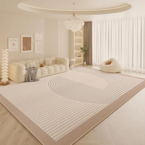 PIZZZENO Cremefarbener Wohnzimmer-Dekorationsteppich, große Teppiche für Schlafzimmer, weiche Garderobe, waschbare Lounge-Bodenmatte (200 x 250 cm/H) von PIZZZENO