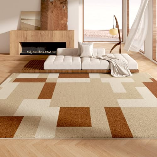 PIZZZENO Leichte Luxus-Teppiche für das Wohnzimmer, flauschig, weich, für Schlafzimmer, Dekoration, Vintage-Teppich, verdickt, waschbar, Lounge (80 x 120 cm/E) von PIZZZENO