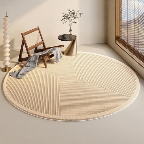 PIZZZENO Moderne, einfache Teppiche für das Wohnzimmer, verdickter Plüsch, Schlafzimmerdekor, rund, flauschig, weich, Nachttischmatte, waschbarer Teppich für Zuhause (140 x 140 cm/E) von PIZZZENO