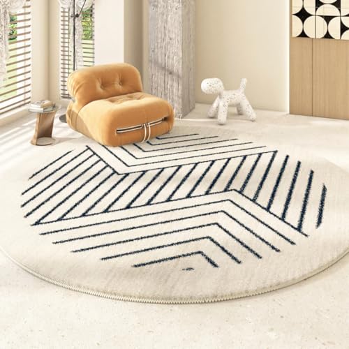 PIZZZENO Moderne, minimalistische Teppiche für Schlafzimmer, große Bereiche, Wohnzimmerdekoration, runder Teppich, verdickte Matte, Plüsch-Lounge (100 x 100 cm/C) von PIZZZENO