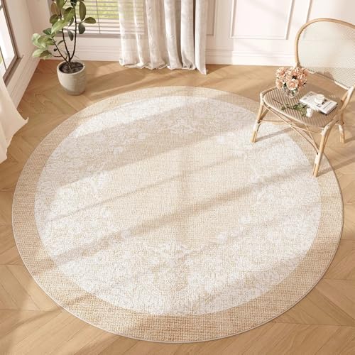 PIZZZENO Moderne Schlafzimmerdekoration, rund, dick, Plüschteppich für Wohnzimmer, flauschig, weich, Nachttischmatte, waschbarer Garderobenteppich (100 x 100 cm/F) von PIZZZENO