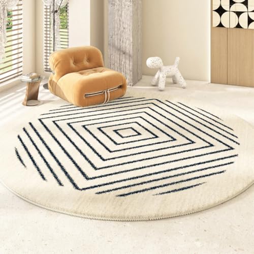 PIZZZENO Moderne minimalistische Teppiche für Schlafzimmer, große Fläche, Wohnzimmerdekoration, runder Teppich, verdickte Matte, Plüsch-Lounge (100 x 100 cm/A) von PIZZZENO