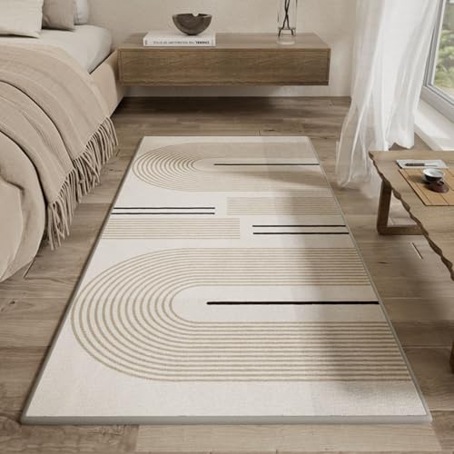 PIZZZENO Schlafzimmerdekor, Nachttischteppich, dick, Wohnzimmerdekoration, gestreift, Heimmatte, moderner Arbeitszimmer-Plüschteppich (80 x 120 cm/E) von PIZZZENO