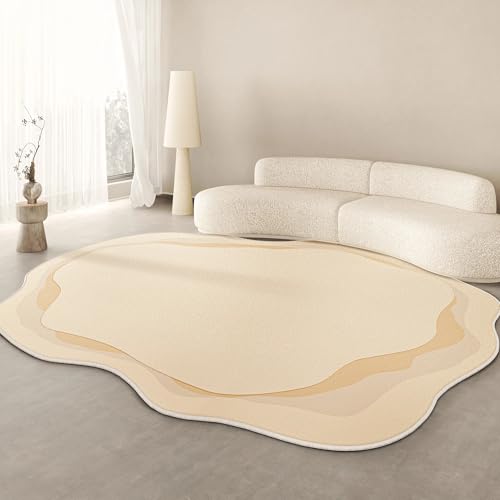 PIZZZENO Teppiche für Schlafzimmer, dick, rutschfest, flauschig, weich, fürs Wohnzimmer, unregelmäßige Linien, Dekorationsteppich (80 x 120 cm/D) von PIZZZENO