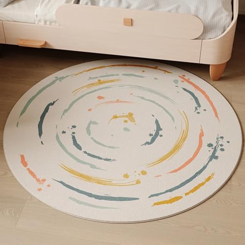 PIZZZENO Teppiche für Wohnzimmer, Dicke Nachttisch-Bodenmatte, niedliche runde Schlafzimmerdekoration, Plüsch, Flauschiger weicher Teppich (200 x 200 cm/E) von PIZZZENO
