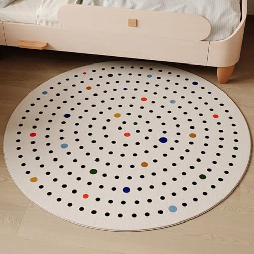 PIZZZENO Teppiche für Wohnzimmer, Dicke Nachttischmatte, süße runde Schlafzimmerdekoration, Plüsch, Flauschiger, weicher Teppich (200 x 200 cm/C) von PIZZZENO