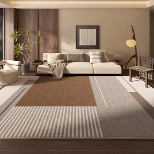 PIZZZENO Teppiche für Wohnzimmer, flauschig, weich, fürs Arbeitszimmer, Bodenmatte, Retro-Schlafzimmer-Dekor, Plüsch, dick, braun, Nachttisch (100 x 160 cm/A) von PIZZZENO