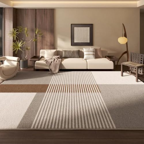 PIZZZENO Teppiche für Wohnzimmer, flauschig, weich, fürs Arbeitszimmer, Bodenmatte, Retro-Schlafzimmer-Dekor, Plüsch, dick, braun, Nachttisch (160 x 230 cm/C) von PIZZZENO