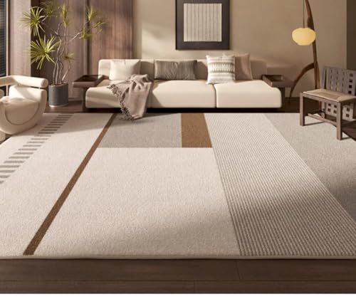 PIZZZENO Teppiche für Wohnzimmer, flauschig, weich, fürs Arbeitszimmer, Bodenmatte, Retro-Schlafzimmer-Dekor, Plüsch, dick, braun, Nachttisch (80 x 160 cm/E) von PIZZZENO