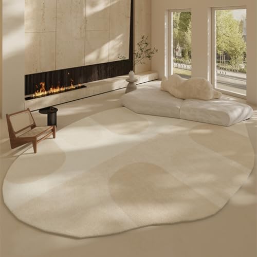 PIZZZENO Teppiche mit unregelmäßigen Formen für Wohnzimmer, cremefarbener Stil, Schlafzimmerdekor, Dicke Plüsch-Lounge-Bodenmatte, Flauschiger, weicher Garderobenteppich (80 x 120 cm/A) von PIZZZENO