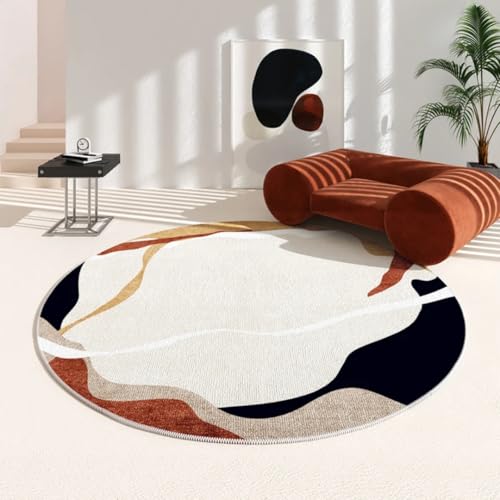 PIZZZENO Unregelmäßige Teppiche für das Wohnzimmer, waschbare Matte, modernes minimalistisches Schlafzimmerdekor, runder, Dicker Lounge-Teppich (100 x 100 cm/O) von PIZZZENO