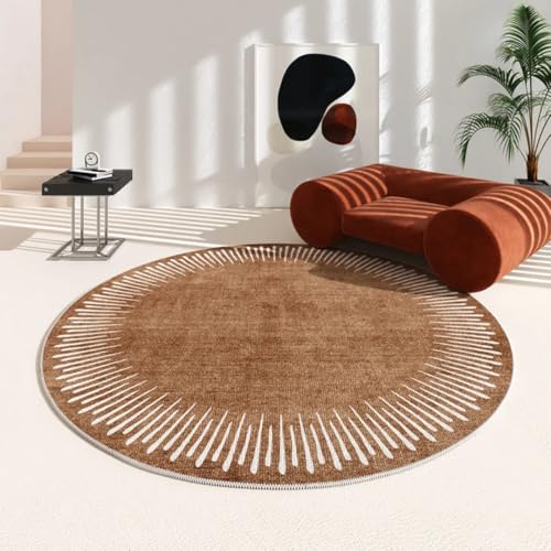 PIZZZENO Unregelmäßige Teppiche für das Wohnzimmer, waschbare Matte, modernes minimalistisches Schlafzimmerdekor, runder, Dicker Lounge-Teppich (120 x 120 cm/N) von PIZZZENO
